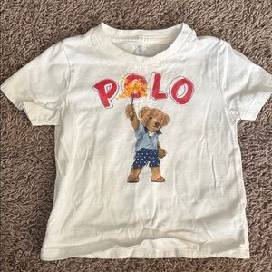 Polo by Ralph Lauren Kids White Tee with Bear and Red Logo- 4th of July